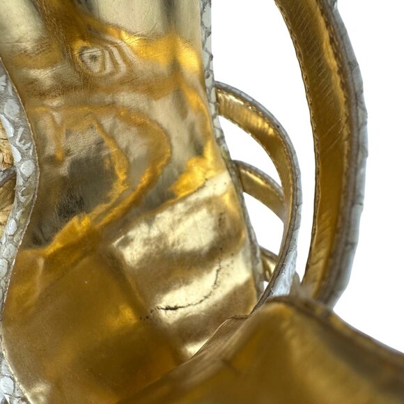 Sergio‎ Zelcer White Snake Wedge Sandals Size 6 Womens Open Toe Raffia Platform - Picture 10 of 11